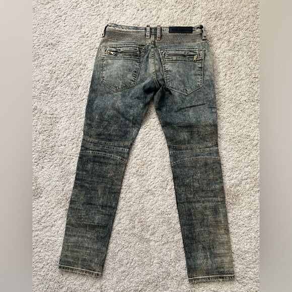 Rock Revival Moto Biker Distressed Tapered Leg Jeans “Elliot” - Picture 3 of 12
